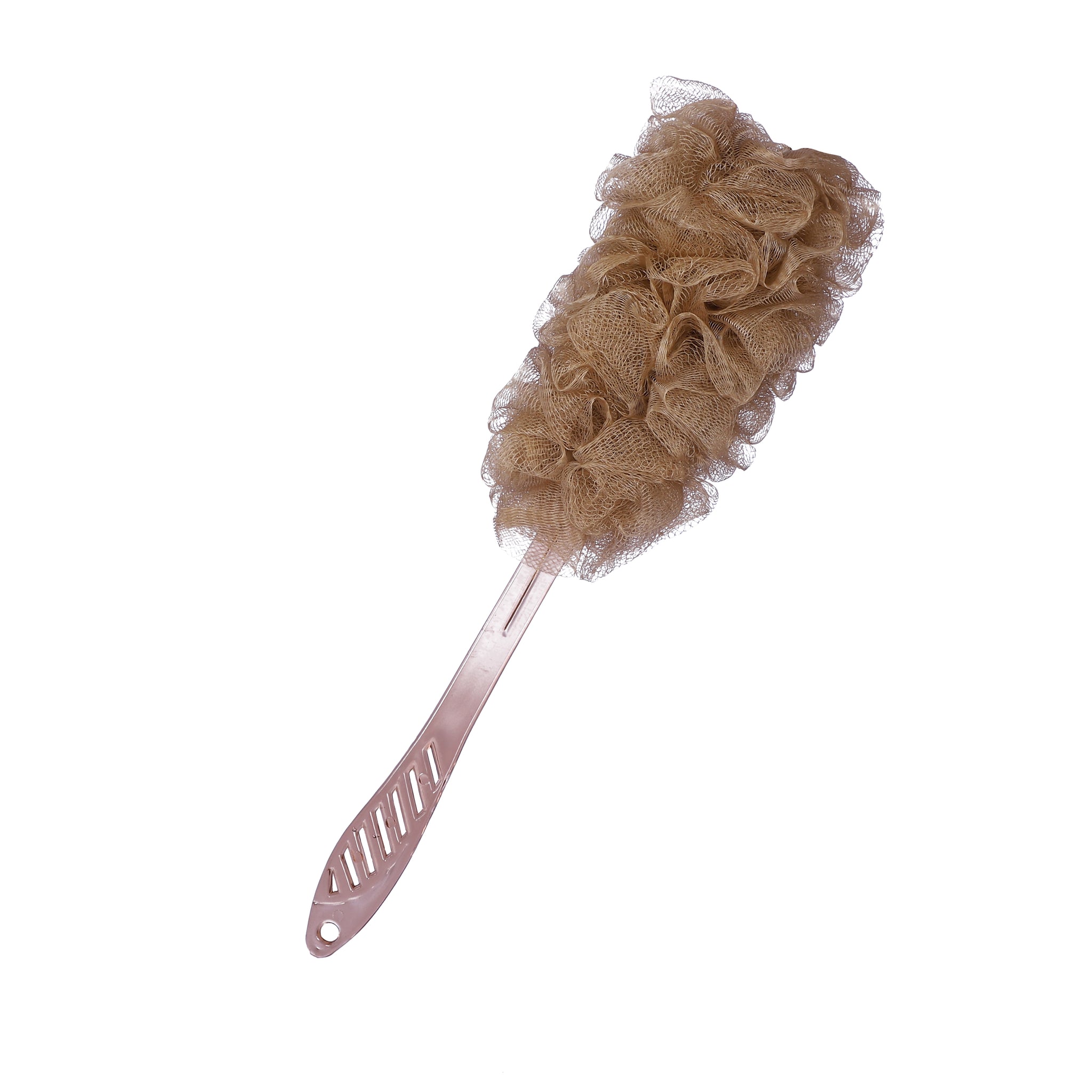 Kazarmaa Bath Brush with Long Handle & Soft Nylon Mesh - Brown