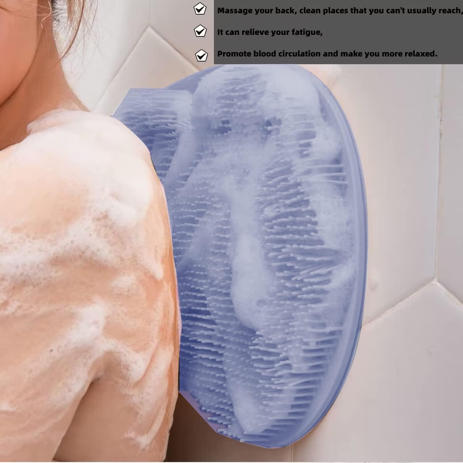 Kazarmaa Shower, Back & Foot Scrubber, Silicone Bath Foot Mat Exfoliating Dead Skin Foot Brush