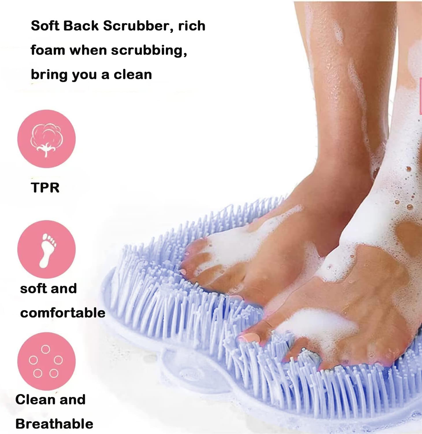 Kazarmaa Shower, Back & Foot Scrubber, Silicone Bath Foot Mat Exfoliating Dead Skin Foot Brush