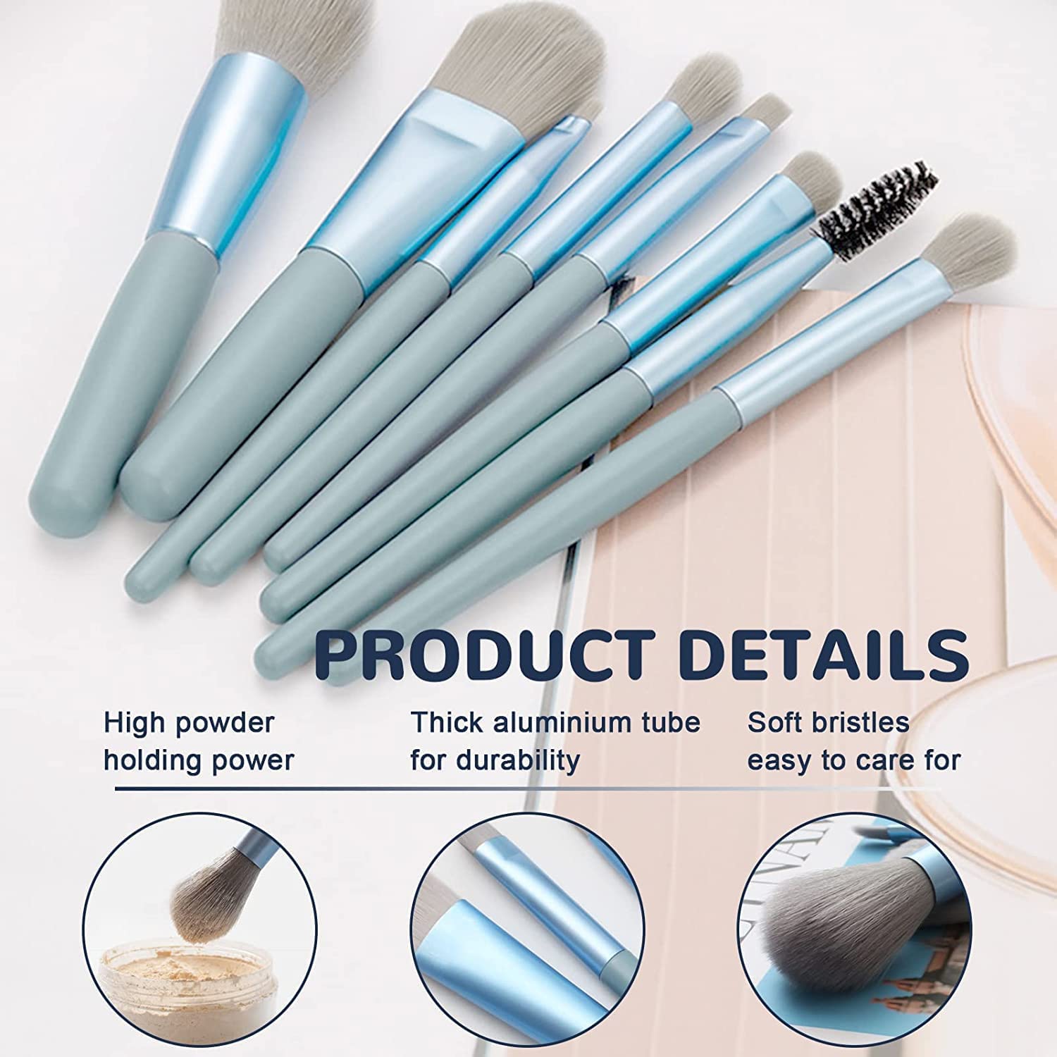 Kazarmaa Makeup Brush Set of 8PCS (Blue)