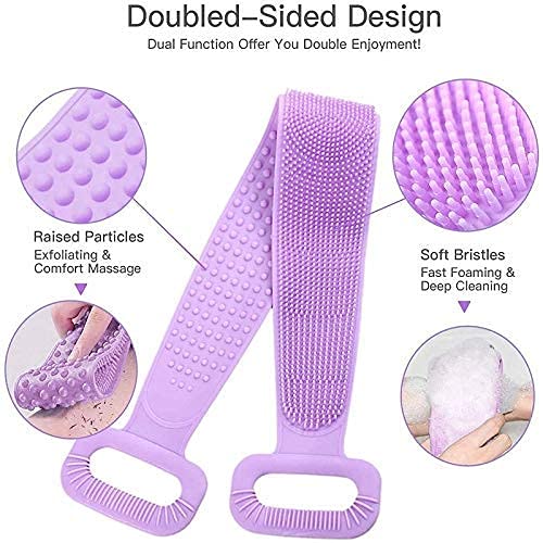 Kazarmaa Silicone Body Back Scrubber Double Side Bathing Brush (Multicolor)