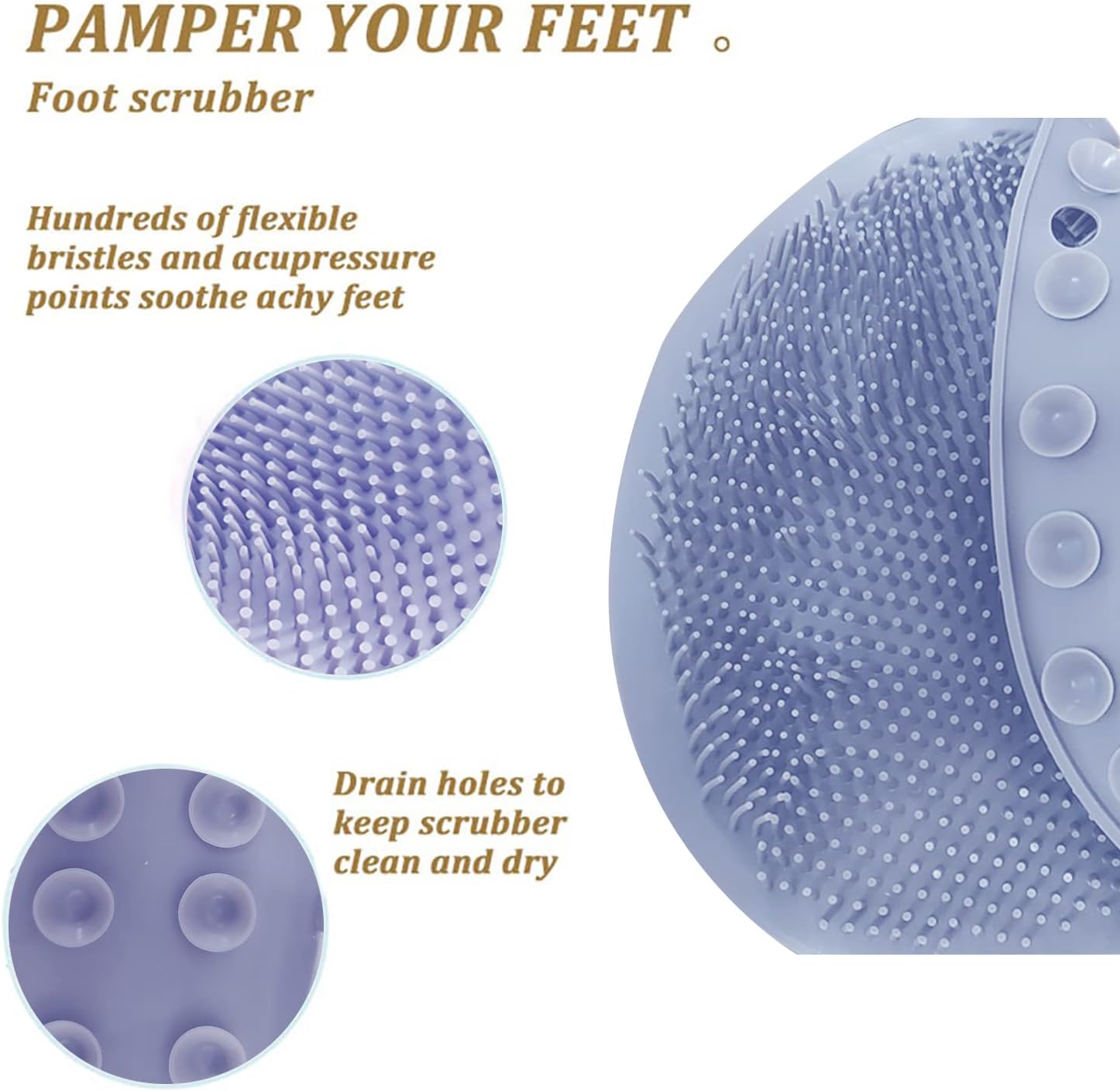 Kazarmaa Shower, Back & Foot Scrubber, Silicone Bath Foot Mat Exfoliating Dead Skin Foot Brush