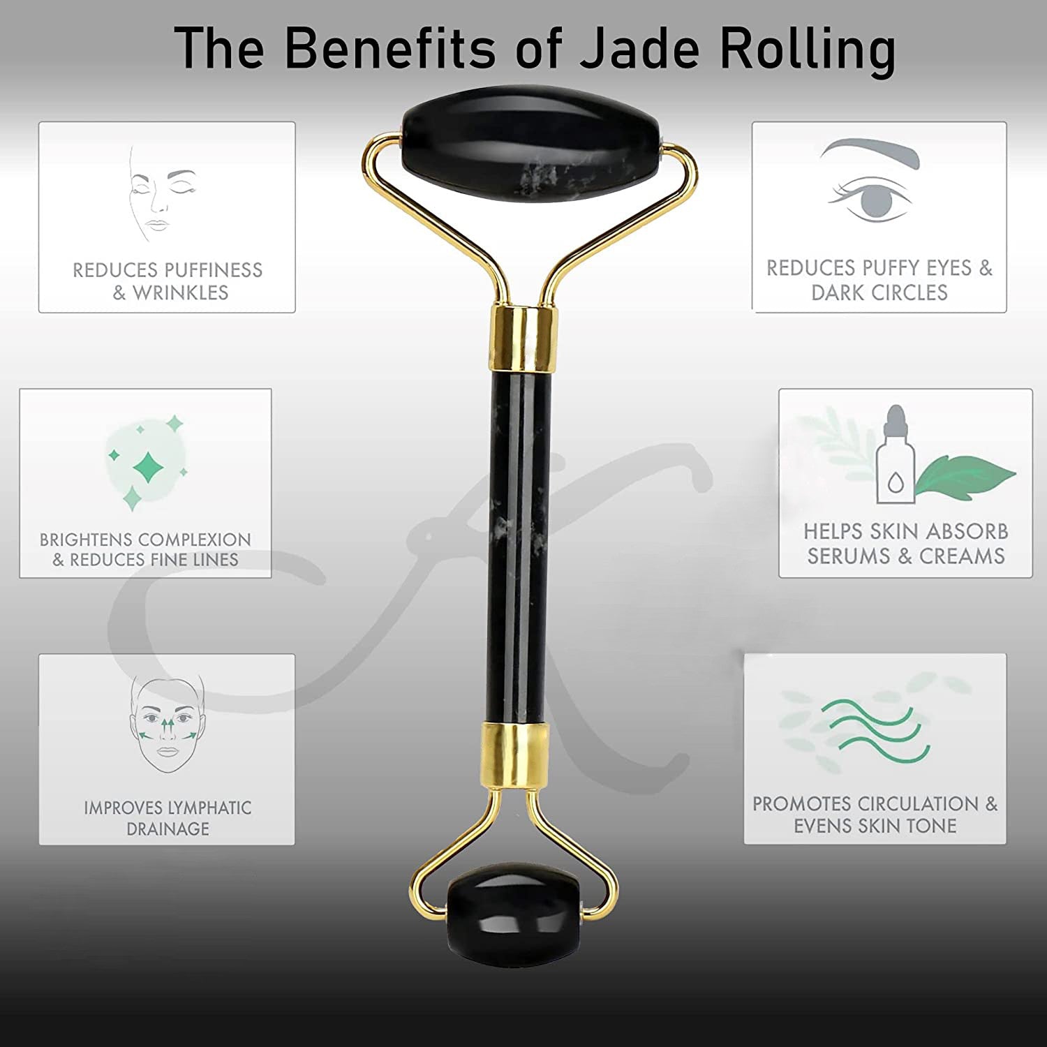 Jade roller - Face Massager |Reduces Puffiness & Wrinkles (Black)