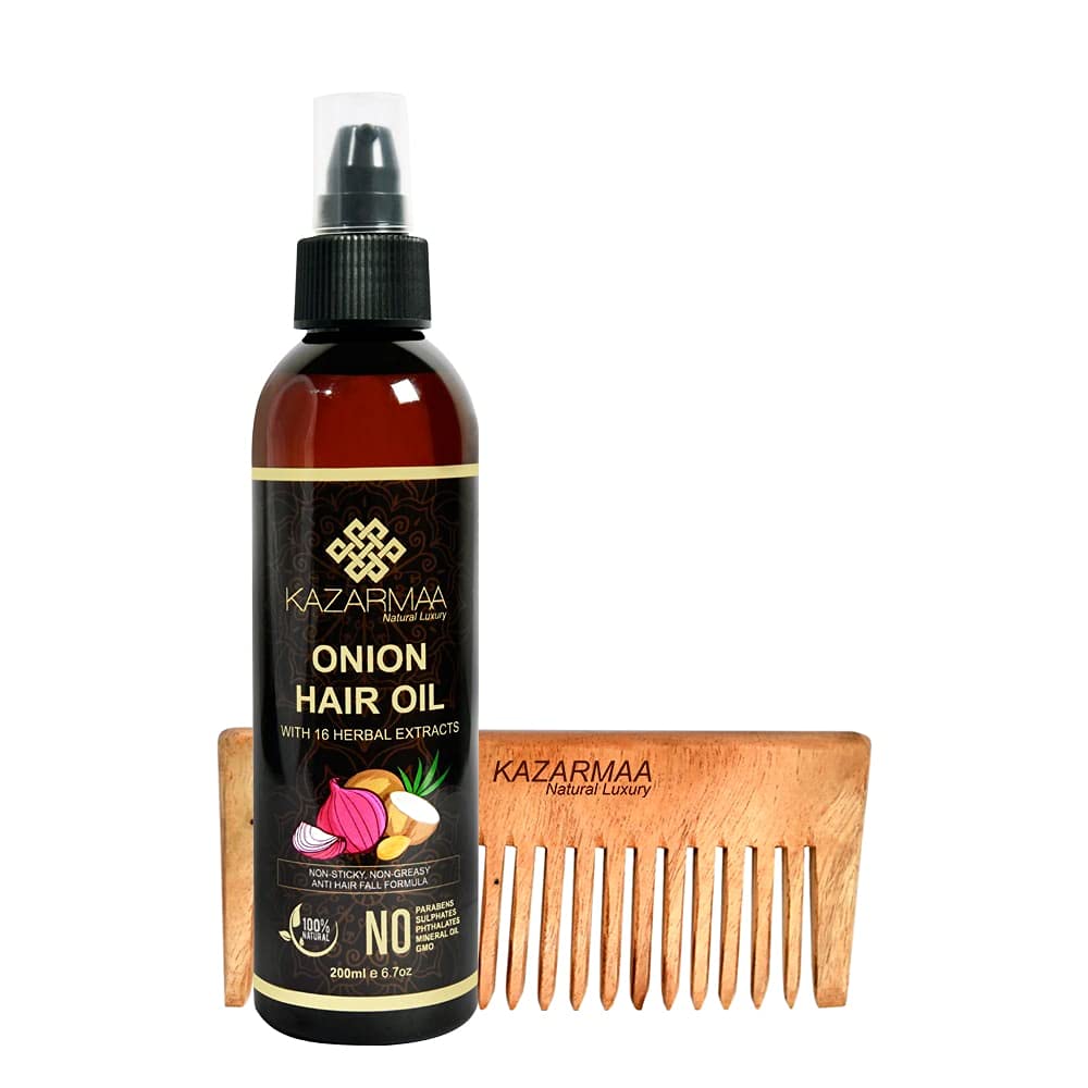 Onion Hair Oil with Natural Neem Comb