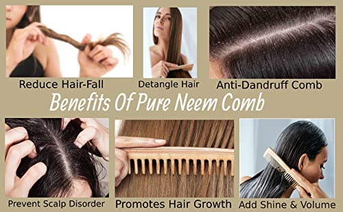 Pure Organic 100% Natural Neem wood Comb