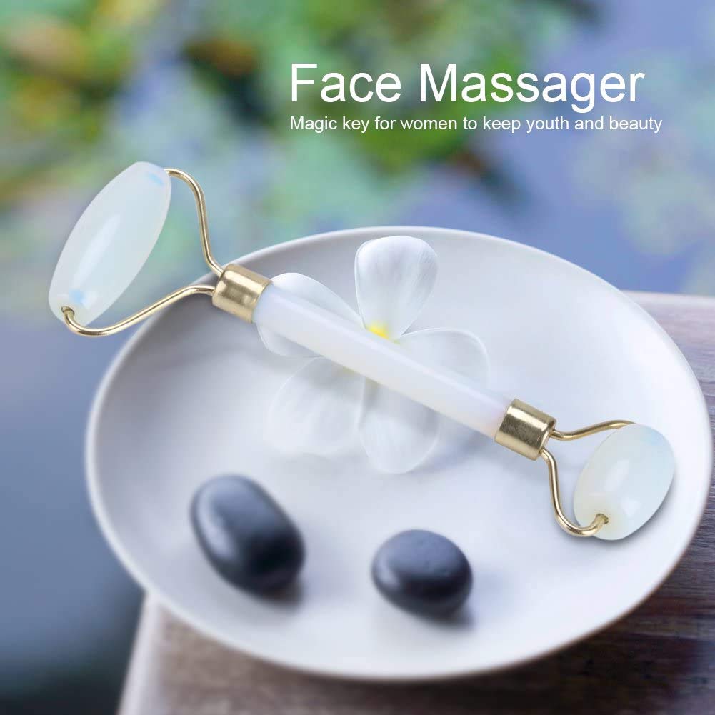 Jade roller - Face Massager | Reduces Puffiness & Wrinkles (White)