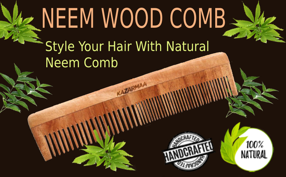 100% Natural Kacchi Neem wood Comb